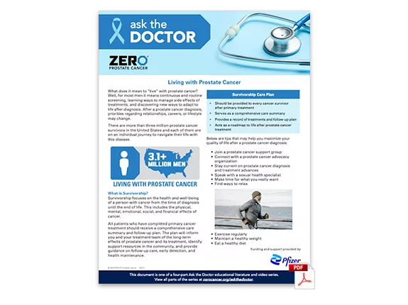 PDF Preview: Ask the Doctor - Living with Prostate Cancer (One Pager)