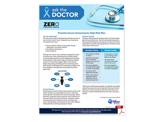 PDF Preview: Ask the Doctor - Prostate Cancer Screening (One Pager)