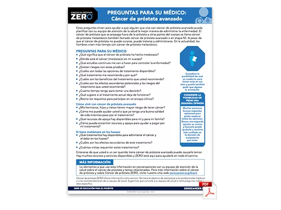Vista previa en PDF: Preguntas Para Su Médico - Cáncer de próstata avanzado