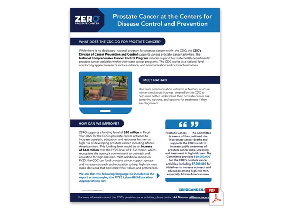 PDF Preview: Prostate Cancer at the CDC (One-Pager)