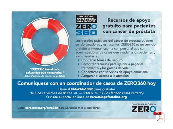 Vista previa en PDF: ZERO360 - Recursos de apoyo gratuito para pacientes con cáncer de próstata