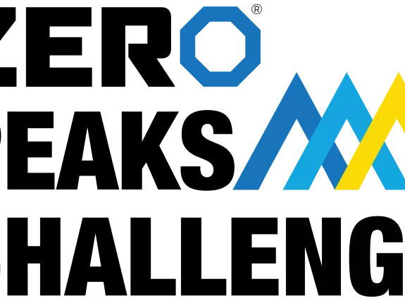 ZERO logo with a blue hexagonal shape and stylized mountain peaks in shades of blue and yellow