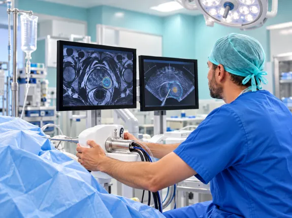 doctor performing focal therapy for prostate cancer
