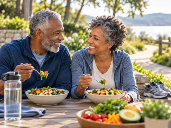 image of a couple eating lunch together