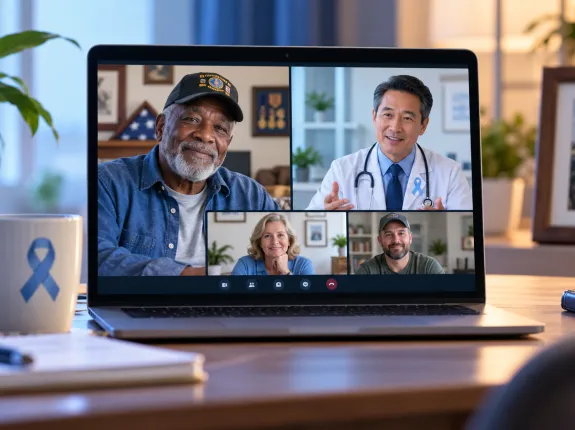 Veterans on a virtual webinar