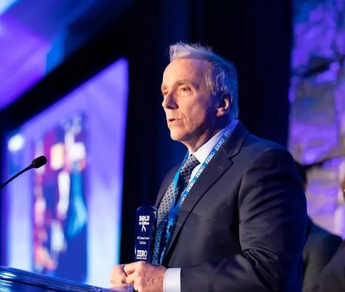 Ted Healy accepting a Bold For Blue award at an award ceremony for Zero Prostate Cancer