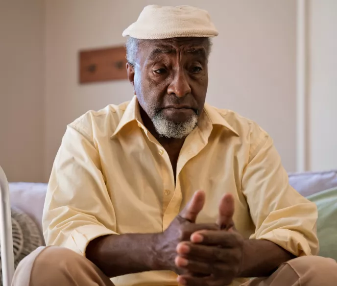 Mautre distressed Black man with a prostate cancer diagnosis