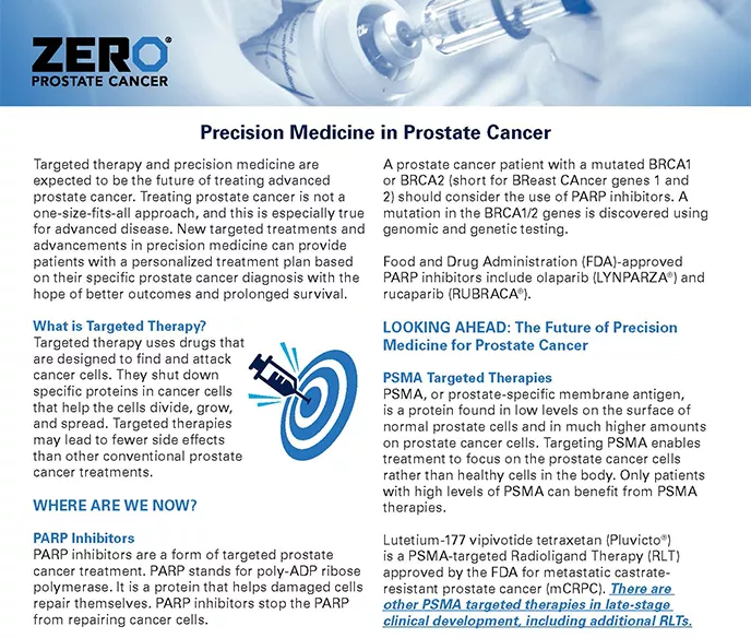 Preview of a resource that gives information on Precision Medicine in Prostate Cancer.