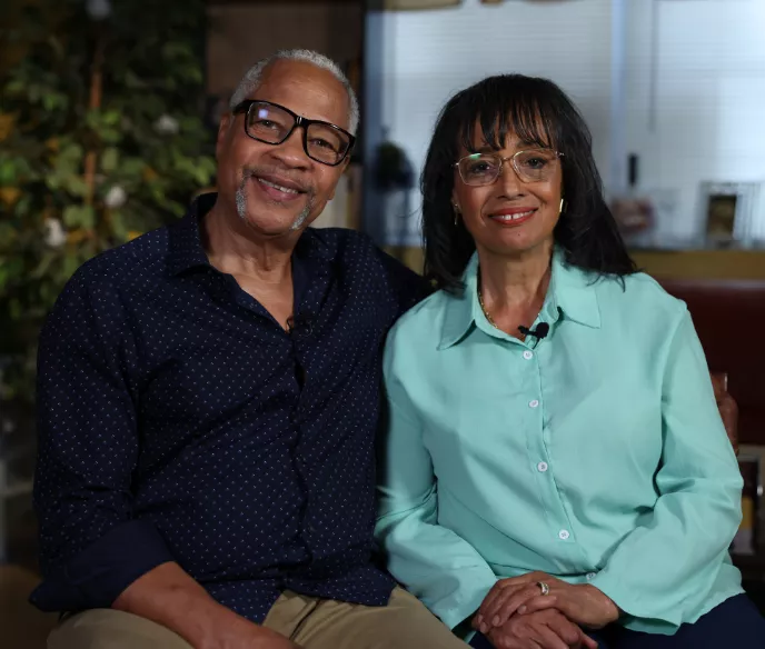A A portrait of Euvon Jones, a prostate cancer patient, and his wife, Janet, who serves as his caregiver.