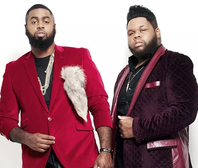 Philly Fashion Week Founders, Kevin Parker and Kerry Scott wearing red suits