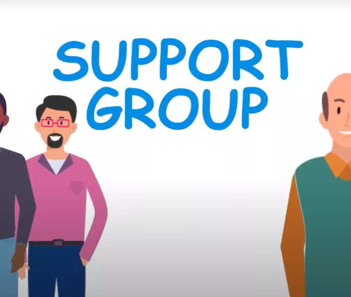 Graphic featuring support groups for the support group leader training series