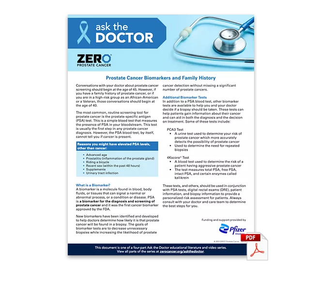 PDF Preview: Ask the Doctor - Biomarkers and Family History (One Pager)