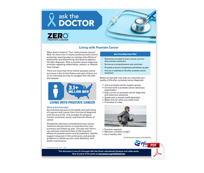 PDF Preview: Ask the Doctor - Living with Prostate Cancer (One Pager)