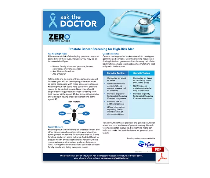 PDF Preview: Ask the Doctor - Prostate Cancer Screening (One Pager)