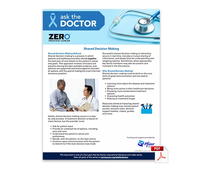 PDF Preview: Ask the Doctor - Share Decision Making (One Pager)
