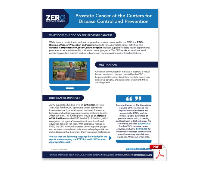 PDF Preview: Prostate Cancer at the CDC (One-Pager)