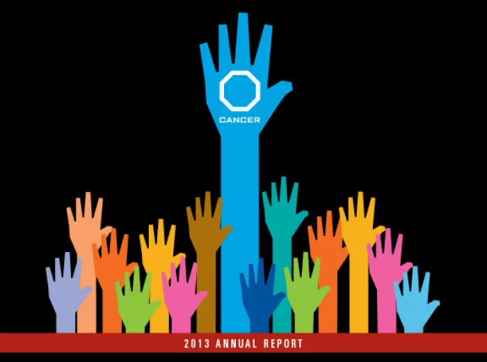 A cover of a document showing multiple raised hands painted in different colors