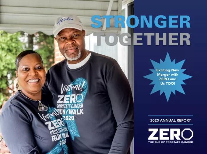 Cover page of an annual report showing an African American couple in grey ZERO swag