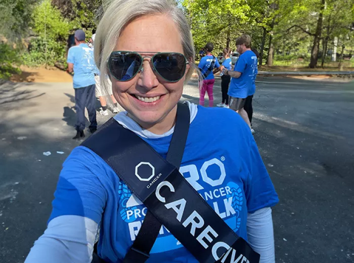 ZERO President & CEO at a Run Walk wearing a caregiver sash