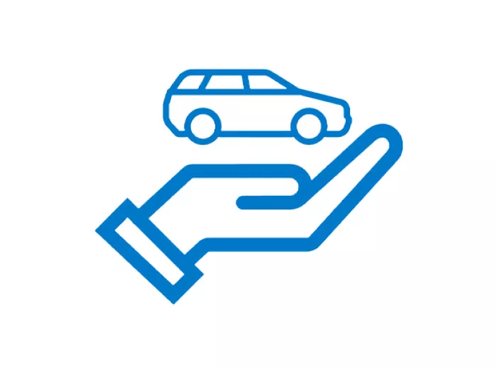 Hand holding a car icon