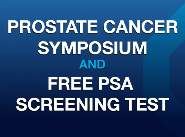 Graphic that says "FREE Prostate Cancer Screening & Education"