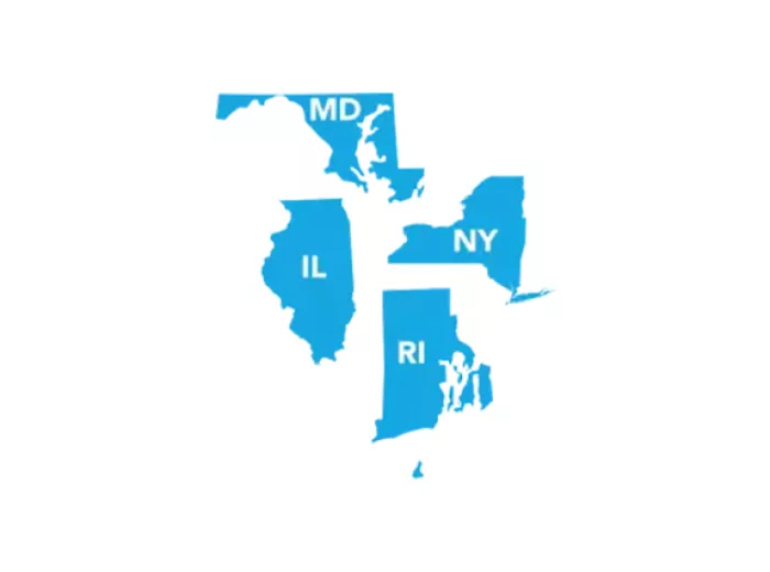 Blue icons with states' territories 