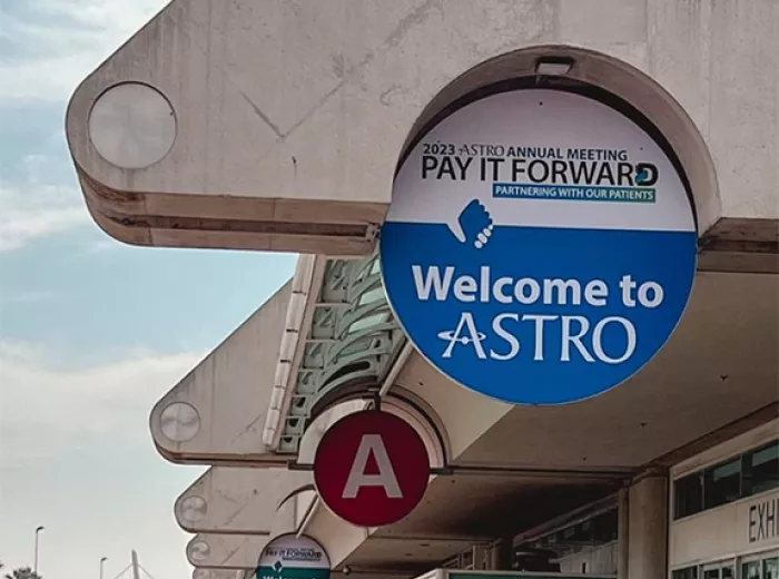 Outdoor sign that says "Welcome to ASTRO 2023"