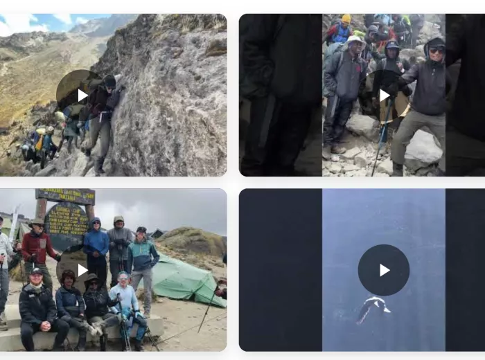screenshot of video gallery from September 25 and 26 from Kilimanjaro Peaks Challenge