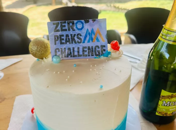Cake celebrating ZERO Peaks Challenge