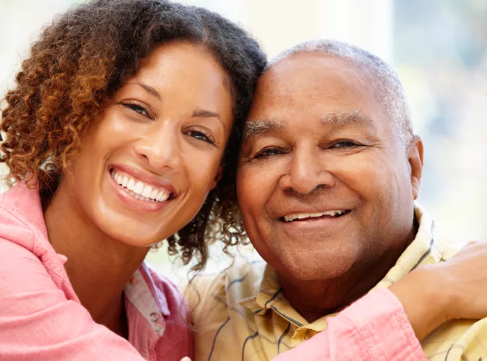 woman and man smiling