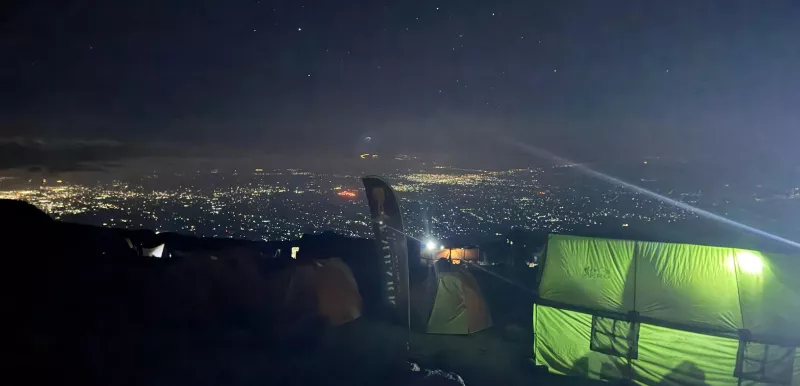 campsite at night on Kilimanjaro 