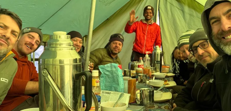 Kilimanjaro hikers in tent