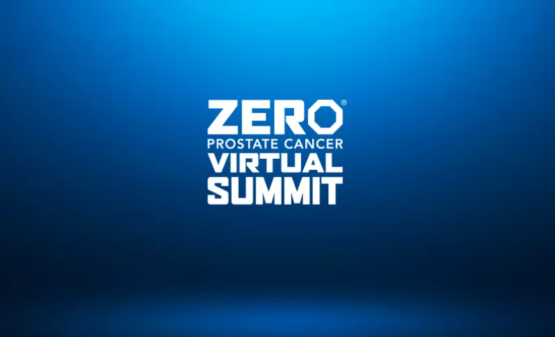 Blue banner that says "ZERO Prostate Cancer Virtual Summit"