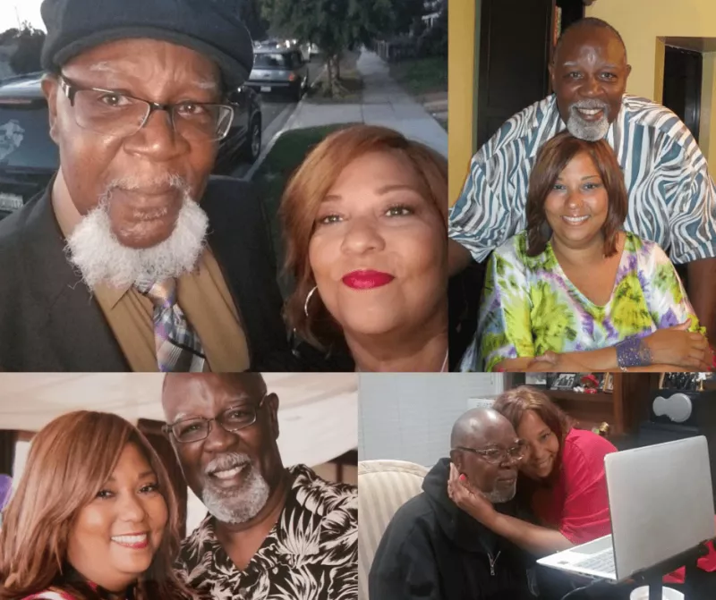 Collage of photos of Elyssa Taylor-Stewart and her Husband Douglas