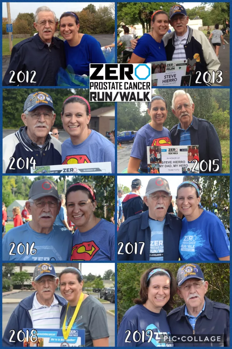 Stephanie Mueller and some of her collection of races and years collaged