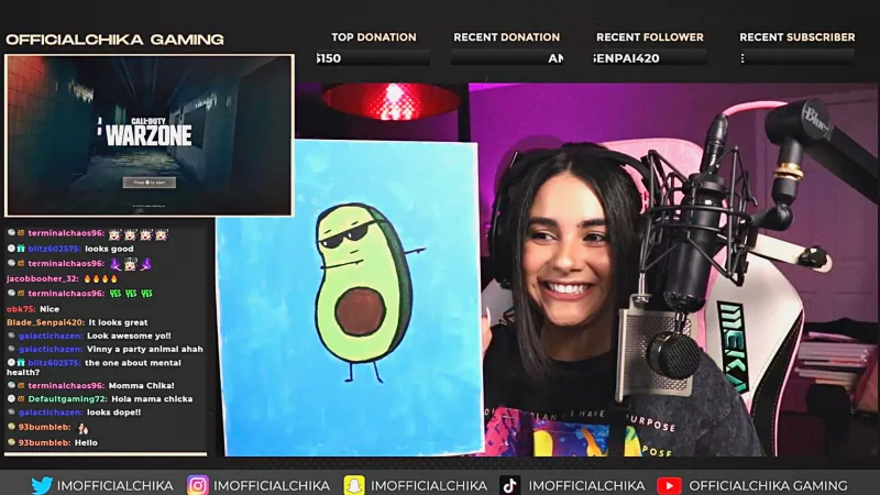 OfficialChiKa Gaming streams for ZERO Prostate Cancer painting an avocado on her twitch stream