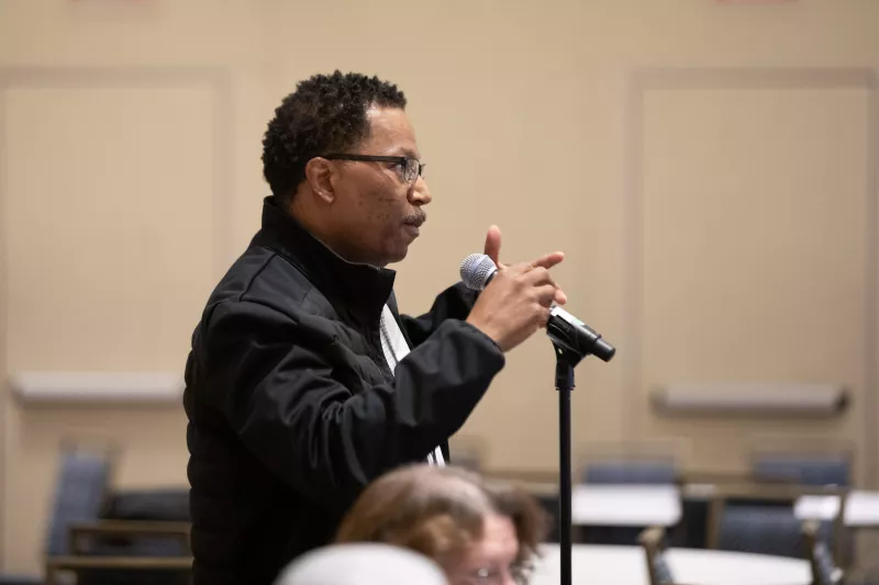 Tony Minter on the microphone at the 2020 Summit 