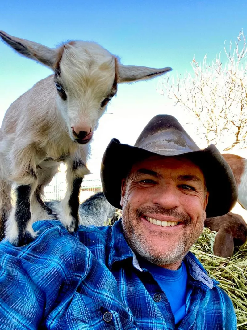 Viral Tik-Tok creators Cowboy Max and one of his many goats