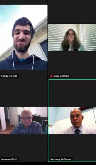 Webcam of advocates including , a Patapsco High School graduate