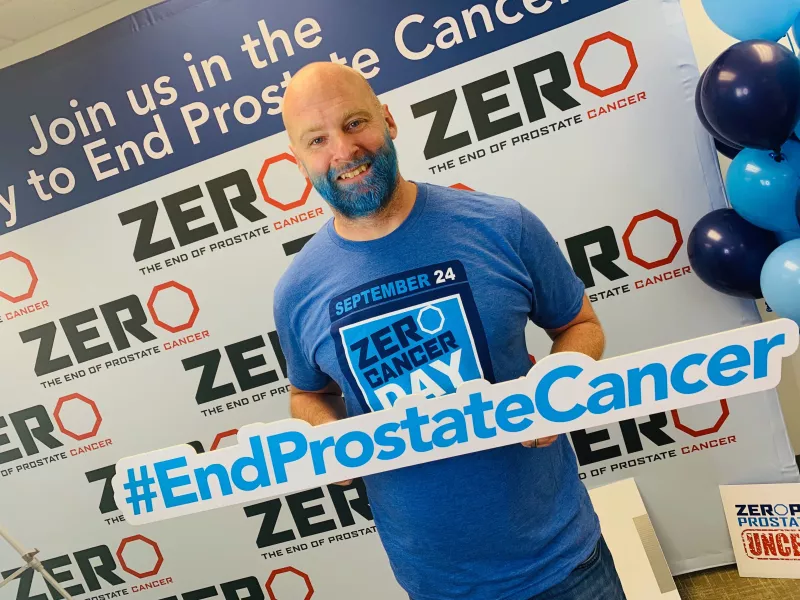 Jamie Bearse rocking the blue beard to #EndProstateCancer