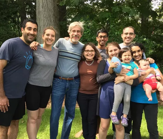 Leshin family standing together in a yard