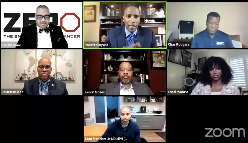 A zoom meeting of ZERO Cancer's Racial Disparities Task Force