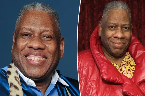 Two images of André Leon Talle in blue and red