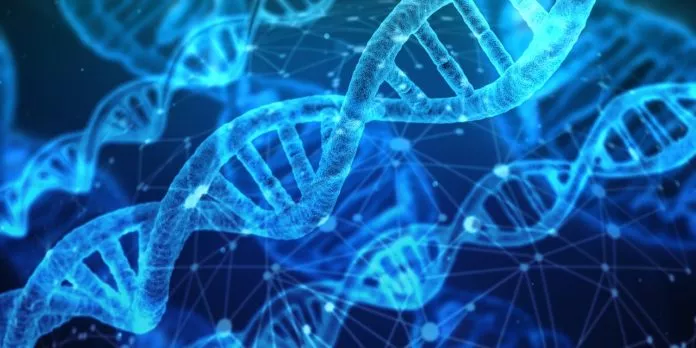DNA molecules in blue