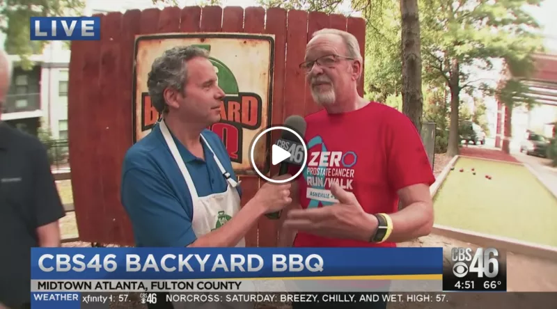 Screenshot of a TV news announcement regarding backyard BBQ