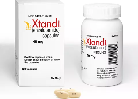 A bottle of Xtandi medication