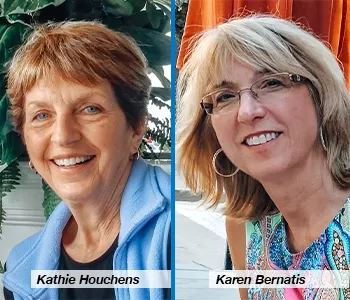 Side-by-side photos of Kathie Houchens and Karen Bernatis