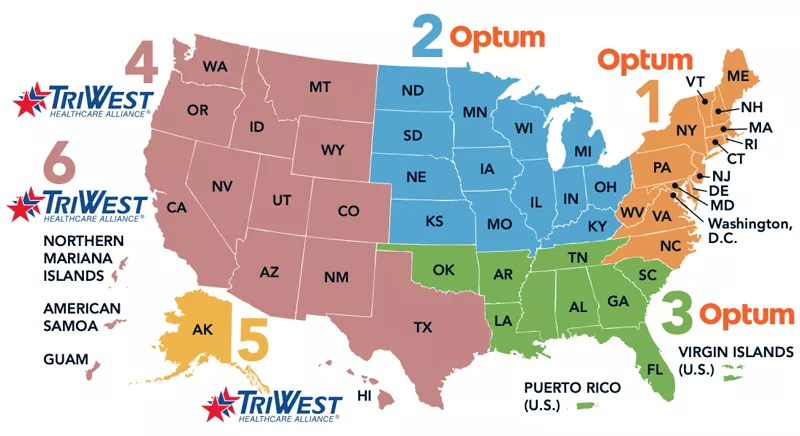 Map of CCN Provider Regions for TriWest and Optum