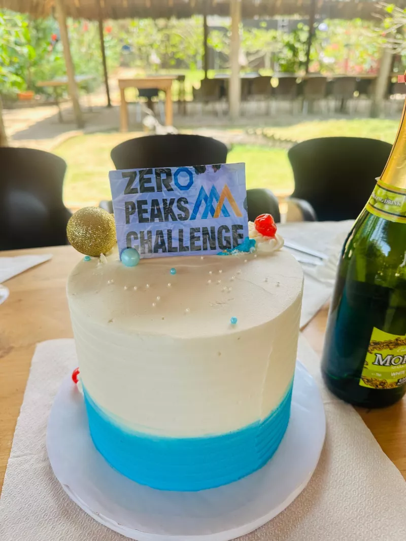 Cake celebrating ZERO Peaks Challenge