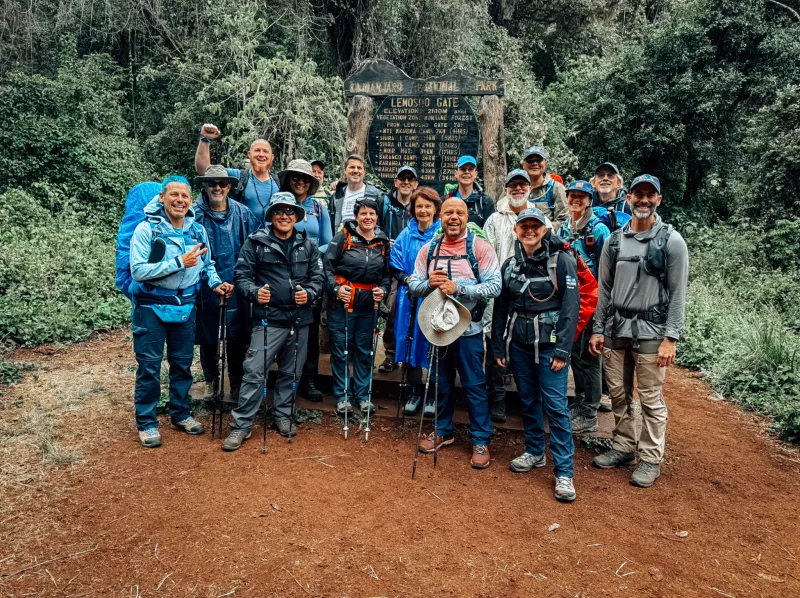 Hikers reaching high point